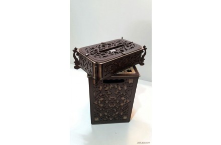 جعبه دستمال کاغذی و سطل چوبی - 3