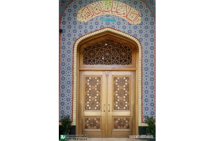 درب چوبی سنتی ورودی مسجد،نمازخانه واماکن مذهبی گره چینی - 3