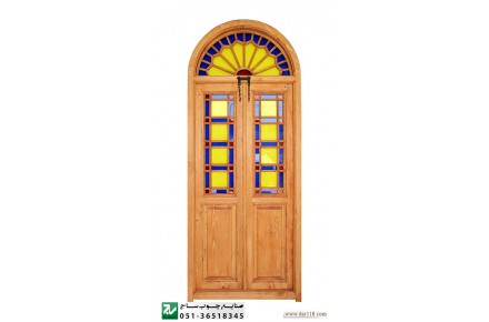 پنجره اُرُسی شیشه رنگی چوبی سنتی گره چینی مشبک - 1