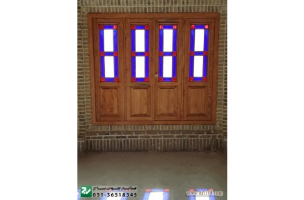 پنجره اُرُسی شیشه رنگی چوبی سنتی گره چینی مشبک - 3