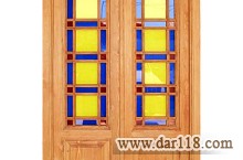 پنجره اُرُسی شیشه رنگی چوبی سنتی گره چینی مشبک